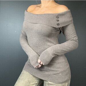 ESprit Taupe Y2K Off Shoulder Sweater